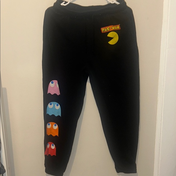 Pacman Pants - Pac-Man Women's Black Joggers with Colorful Ghost Accents